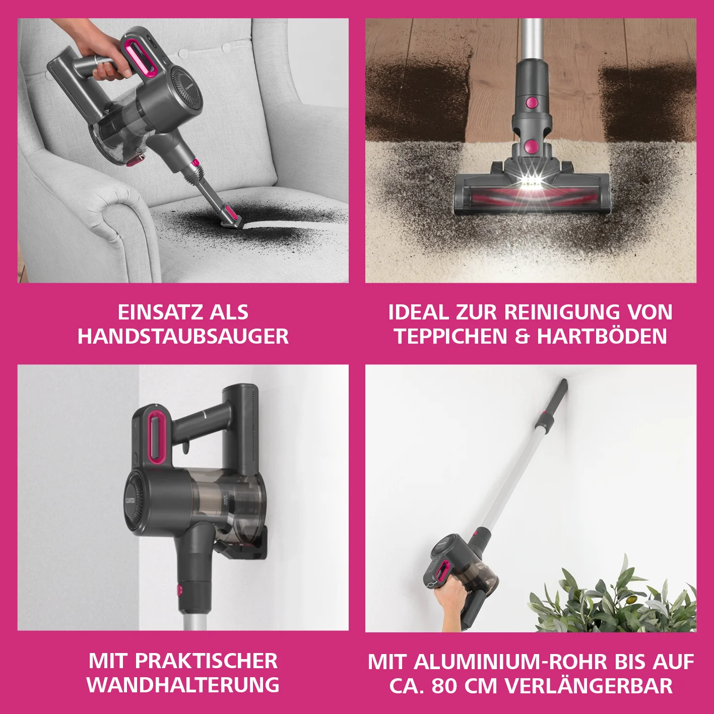 Akku-Zyklon-Staubsauger - anthrazit/pink - Image 3