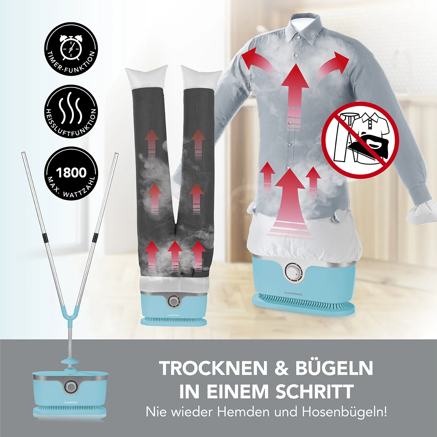 Hemdenbügler PRO mit Hosenaufsatz - Blau - Image 3
