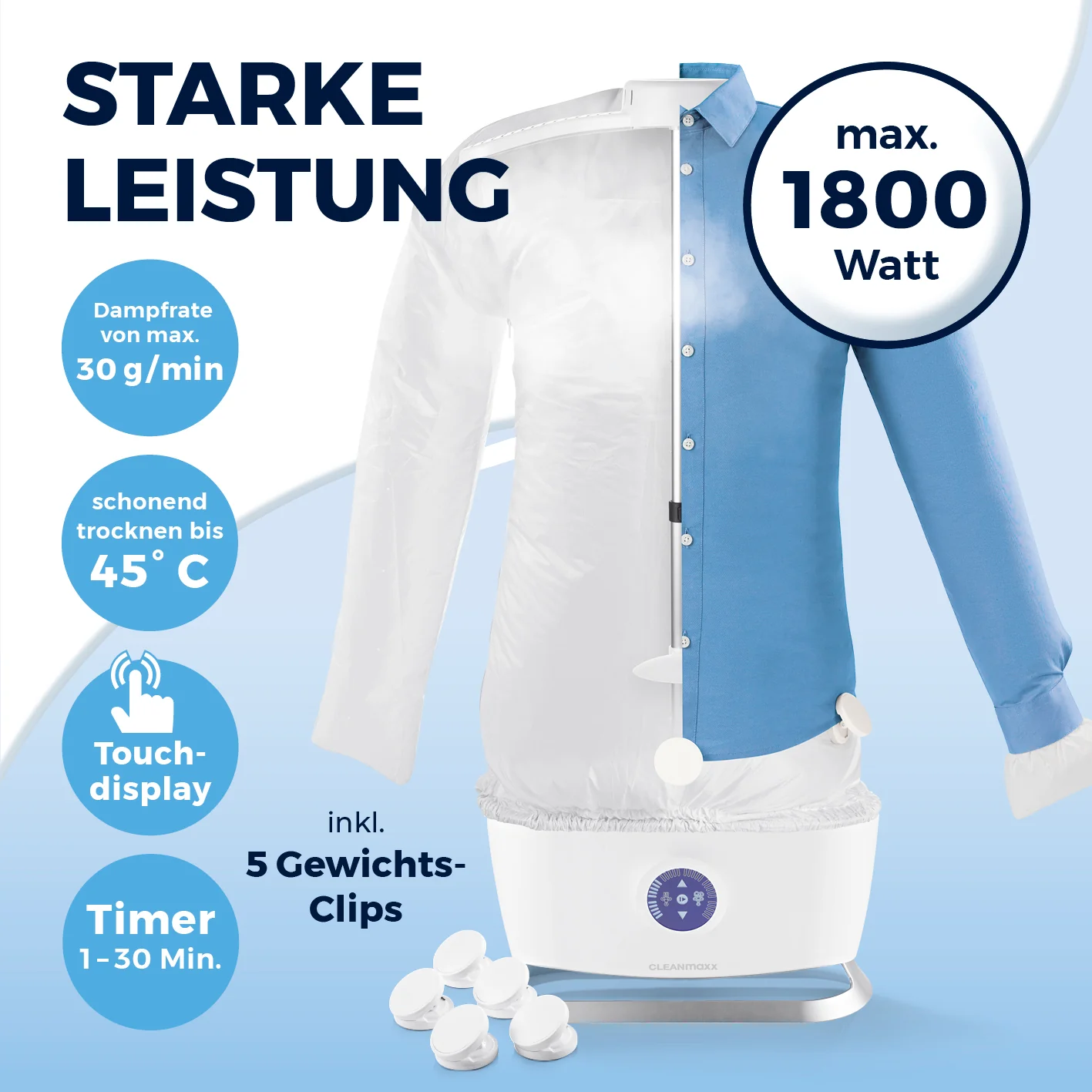 Hemdenbügler PRO STEAM - Weiß - Image 4