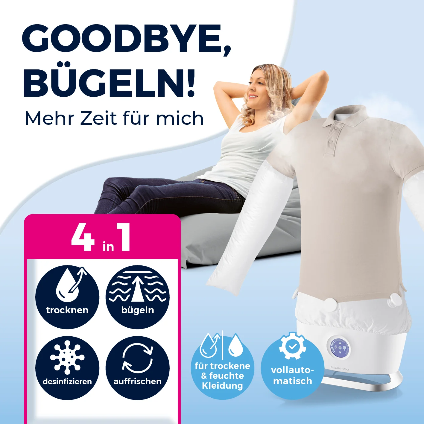 Hemdenbügler PRO STEAM mit Hosenaufsatz - Weiß - Image 2