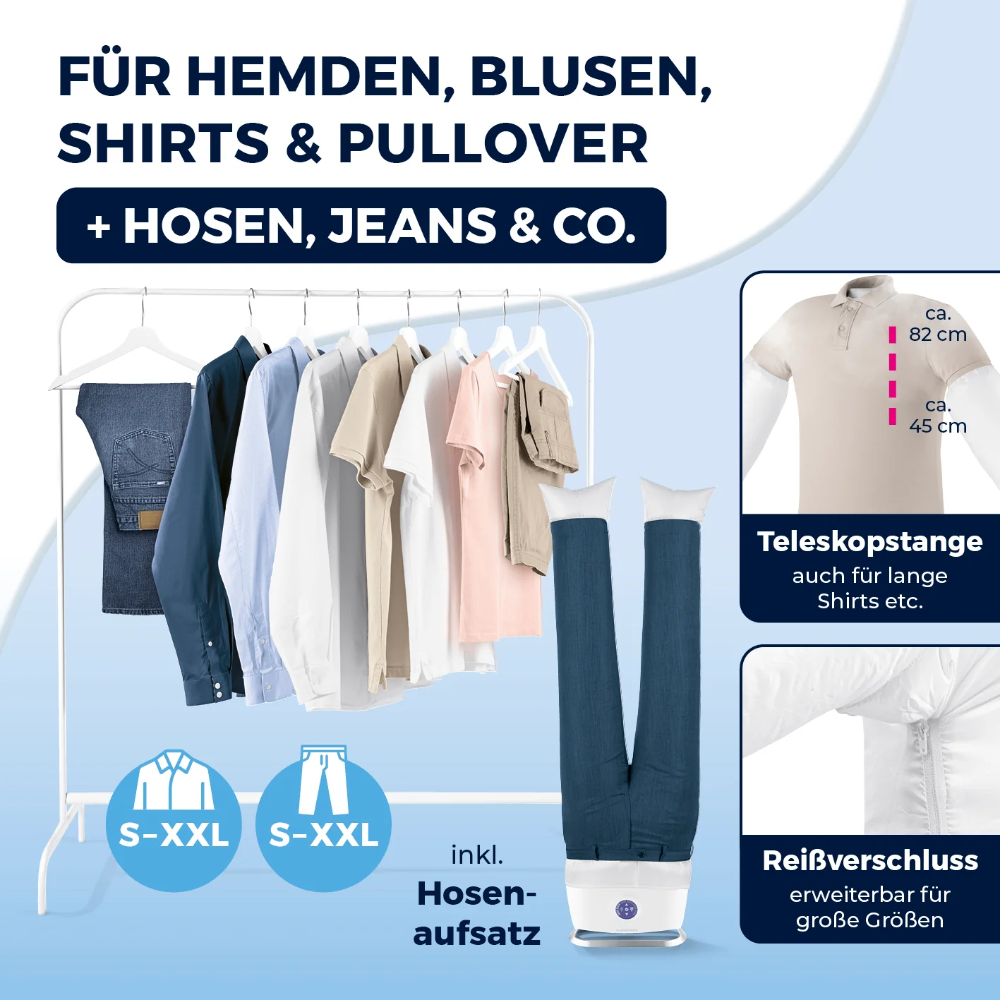 Hemdenbügler PRO STEAM mit Hosenaufsatz - Weiß - Image 7