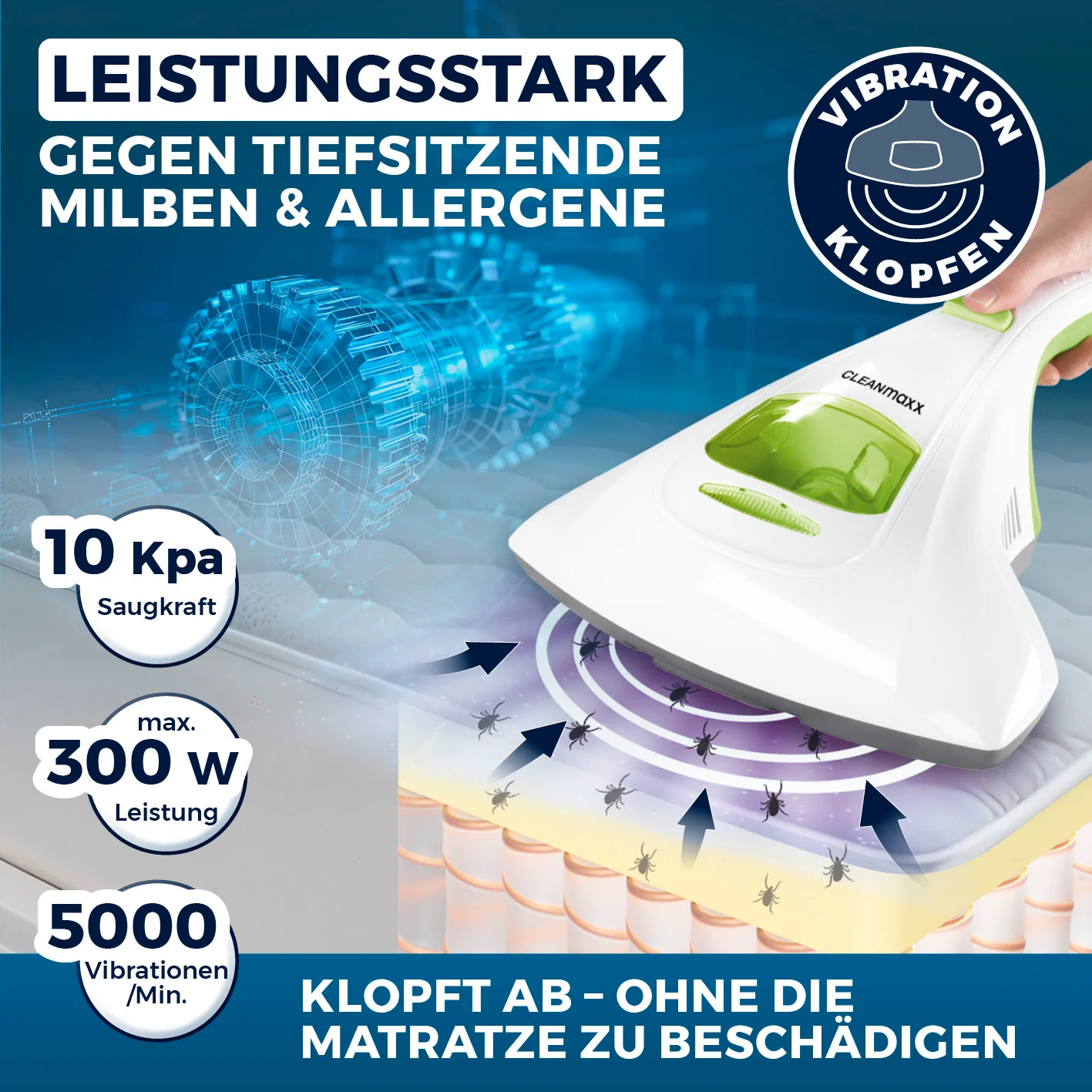 Milbensauger Vibration - Weiß/Limegreen - Image 3