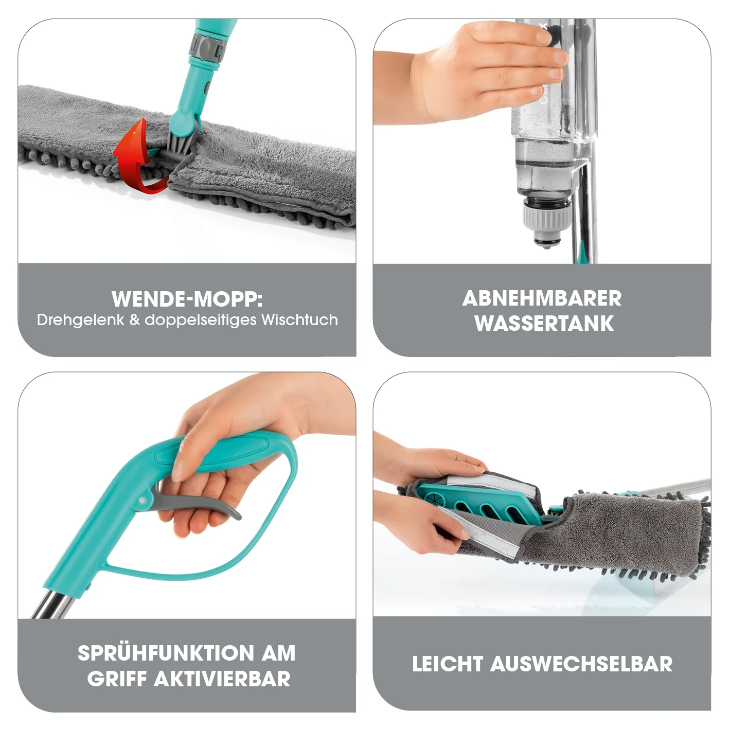 Spray-Mopp mit Wendefunktion - türkis - Image 4