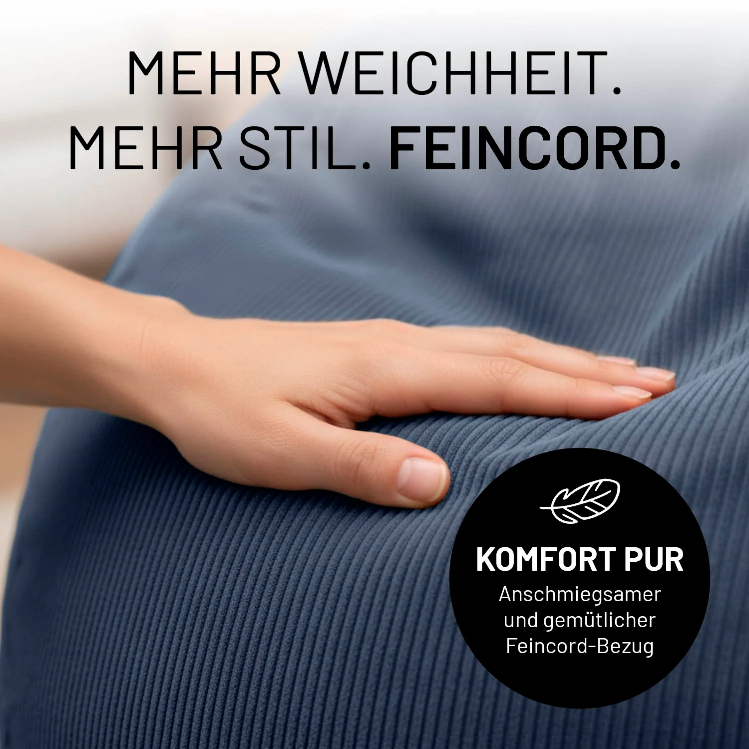Comfort Line Pouf Feincord - 25 x 40 cm - 50 l - Dunkelblau - Image 3
