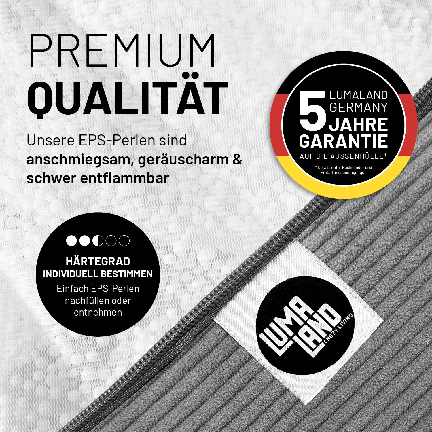 Comfort Line Pouf Feincord - 25 x 40 cm - 50 l - Grau - Image 5