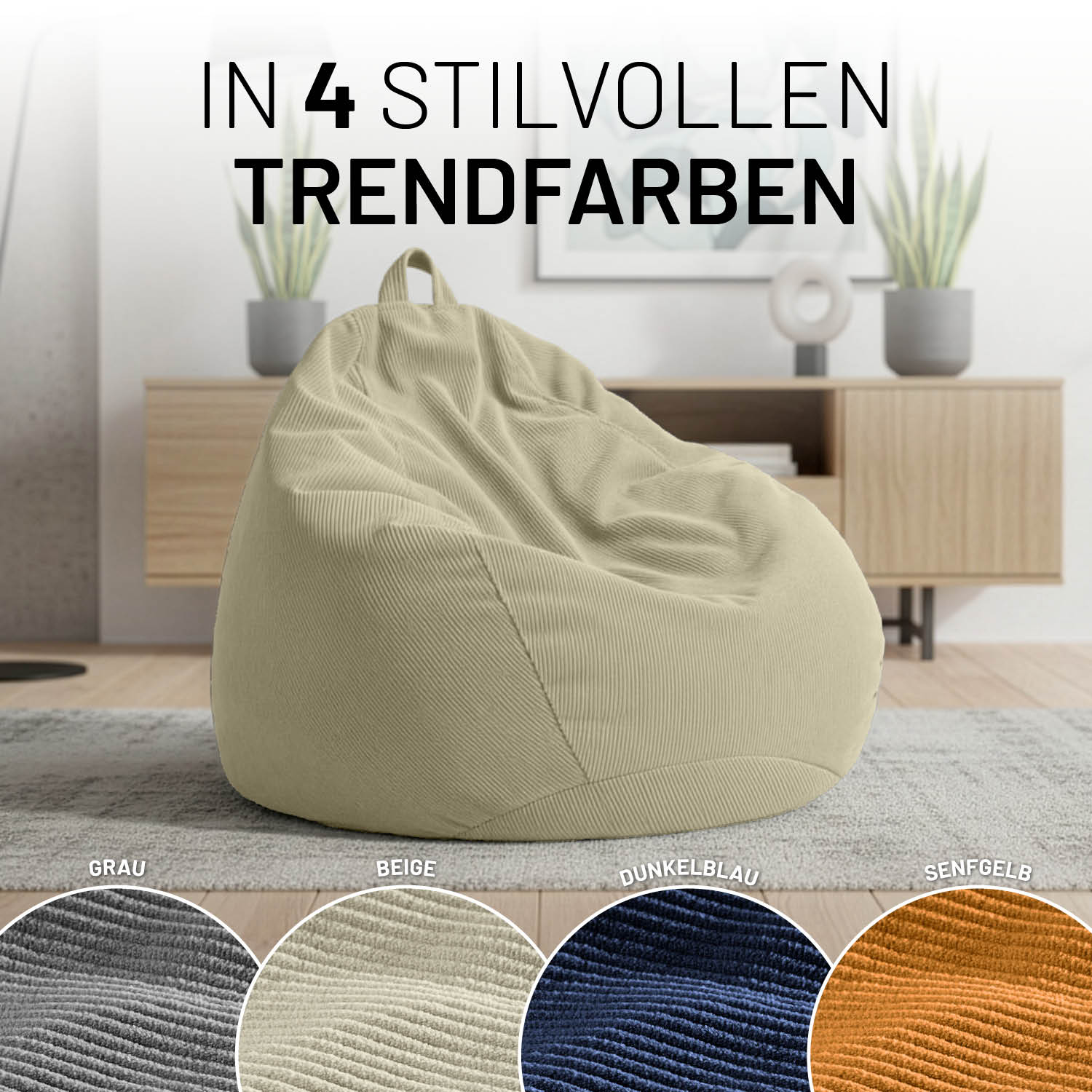 Comfort Line Sitzsack Feincord L - 185 L - Beige - Image 8