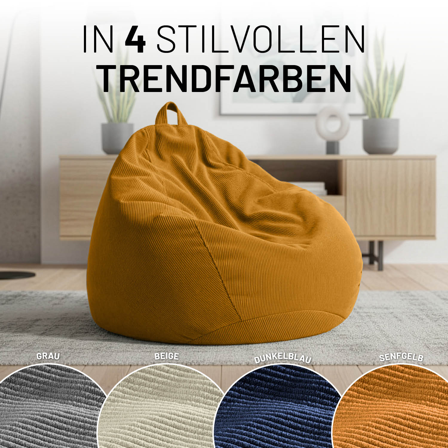Comfort Line Sitzsack Feincord L - 185 L - Senfgelb - Image 8
