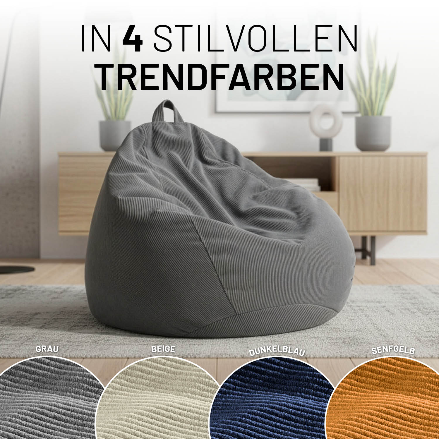 Comfort Line Sitzsack Feincord M - 120 L - Grau - Image 8