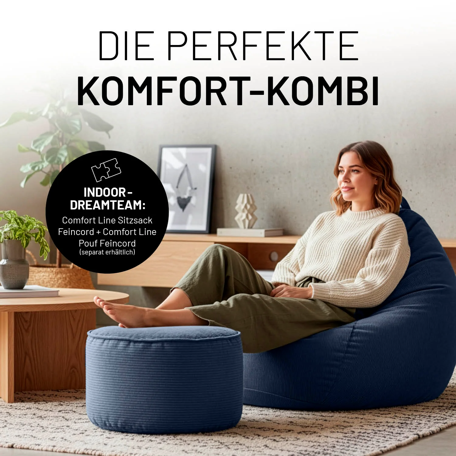 Comfort Line Sitzsack Feincord XL - 250 L - Dunkelblau - Image 10