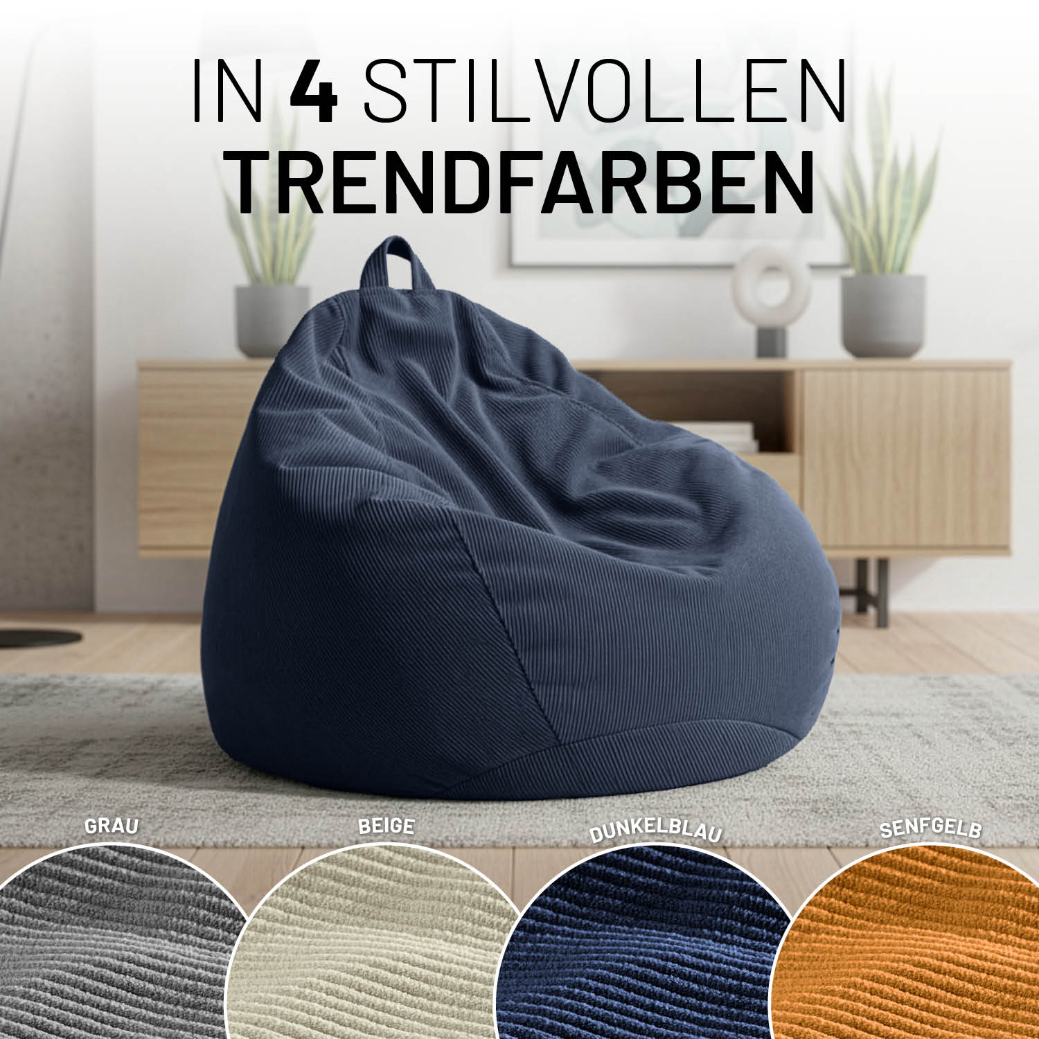 Comfort Line Sitzsack Feincord XL - 250 L - Dunkelblau - Image 8