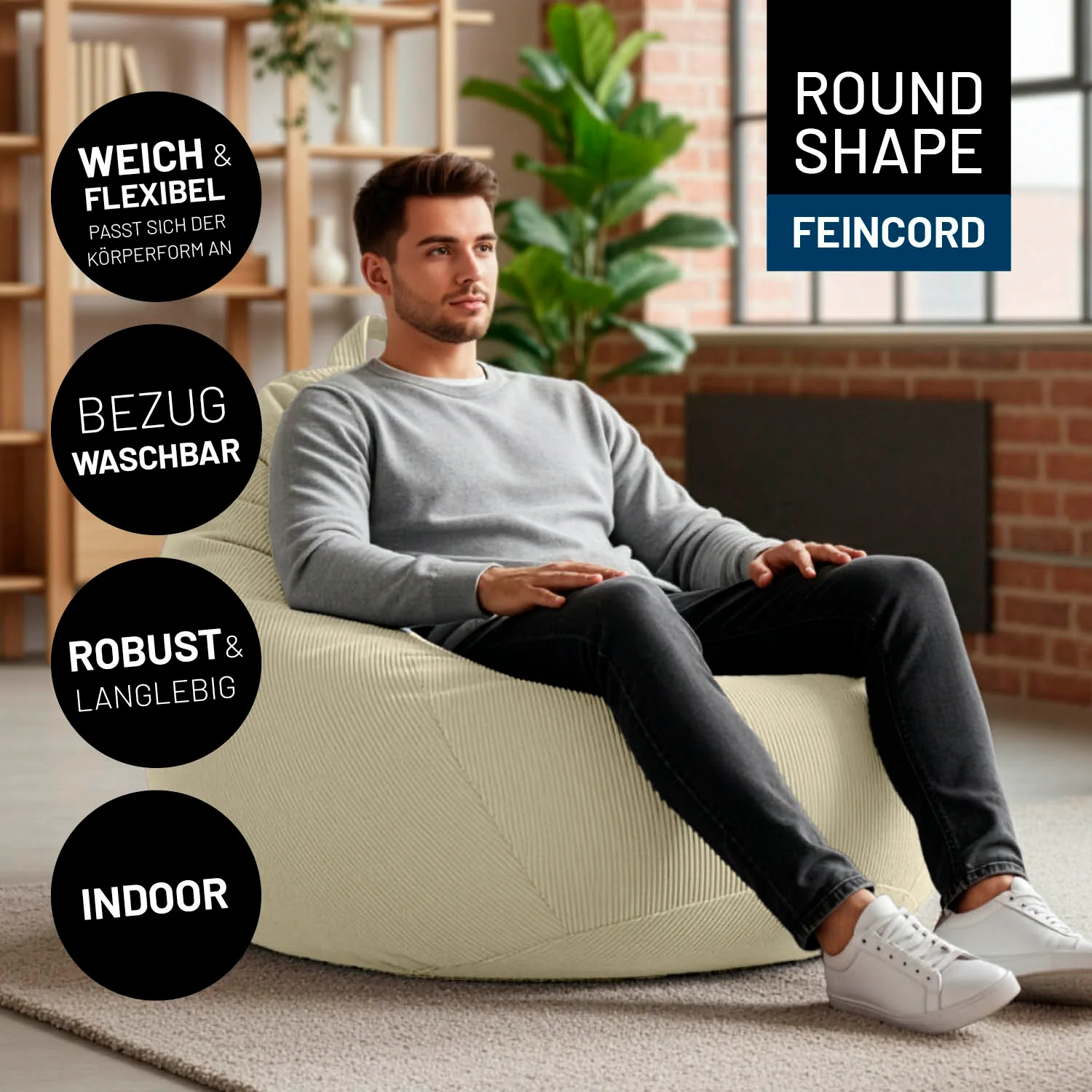 Comfort Line Sitzsack Feincord XXL - 315 L - Beige - Image 2