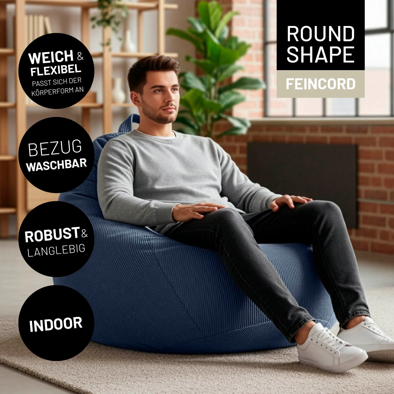 Comfort Line Sitzsack Feincord XXL - 315 L - Dunkelblau - Image 2