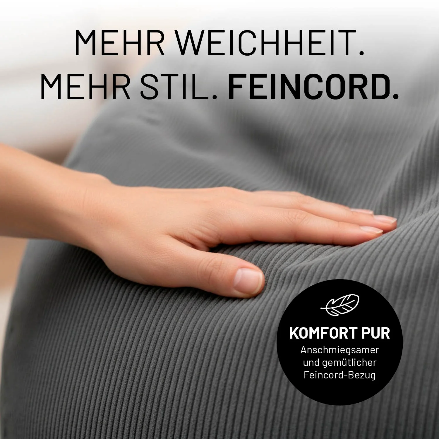 Comfort Line Sitzsack Feincord XXL - 315 L - Grau - Image 4