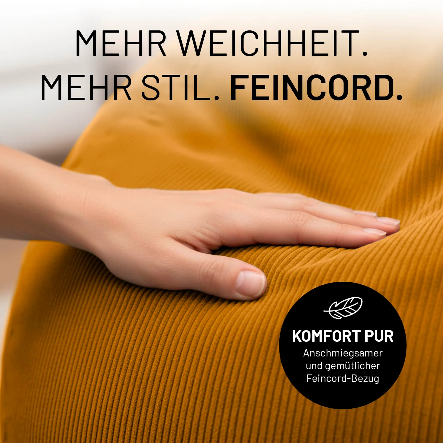 Comfort Line Sitzsack Feincord XXL - 315 L - Senfgelb - Image 4