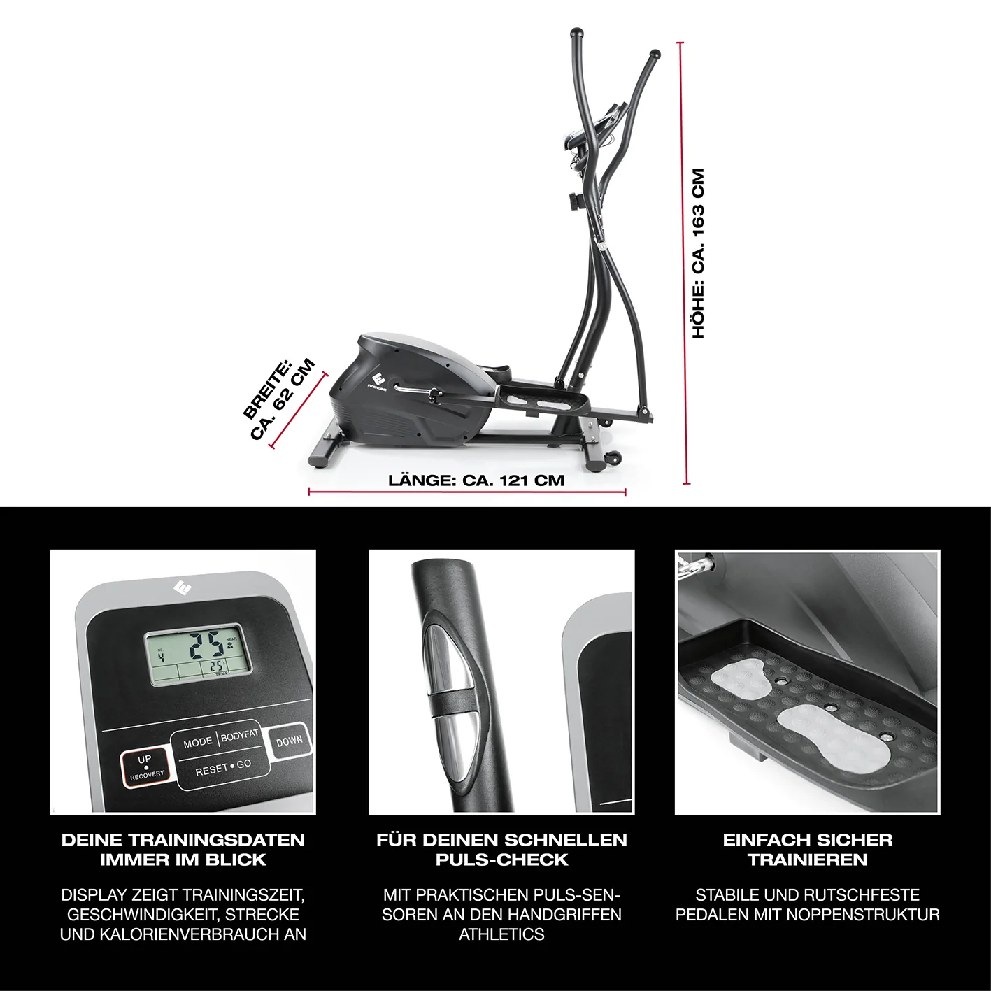 Crosstrainer - belastbar bis 150 kg - 10 Schwierigkeitsstufen - Image 3