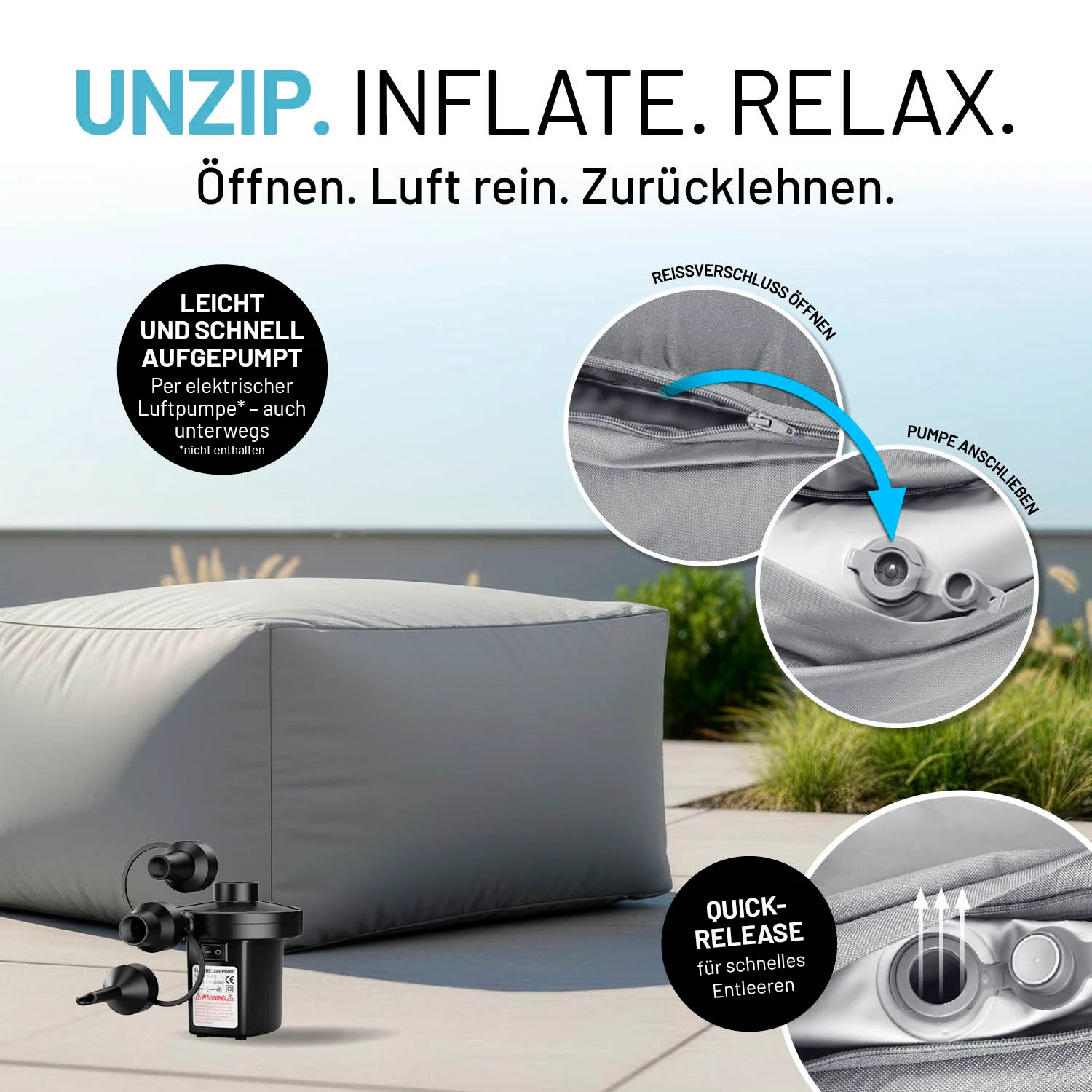CrozyAir Lufthocker - 60 x 45 x 35 cm - Grau - Image 10