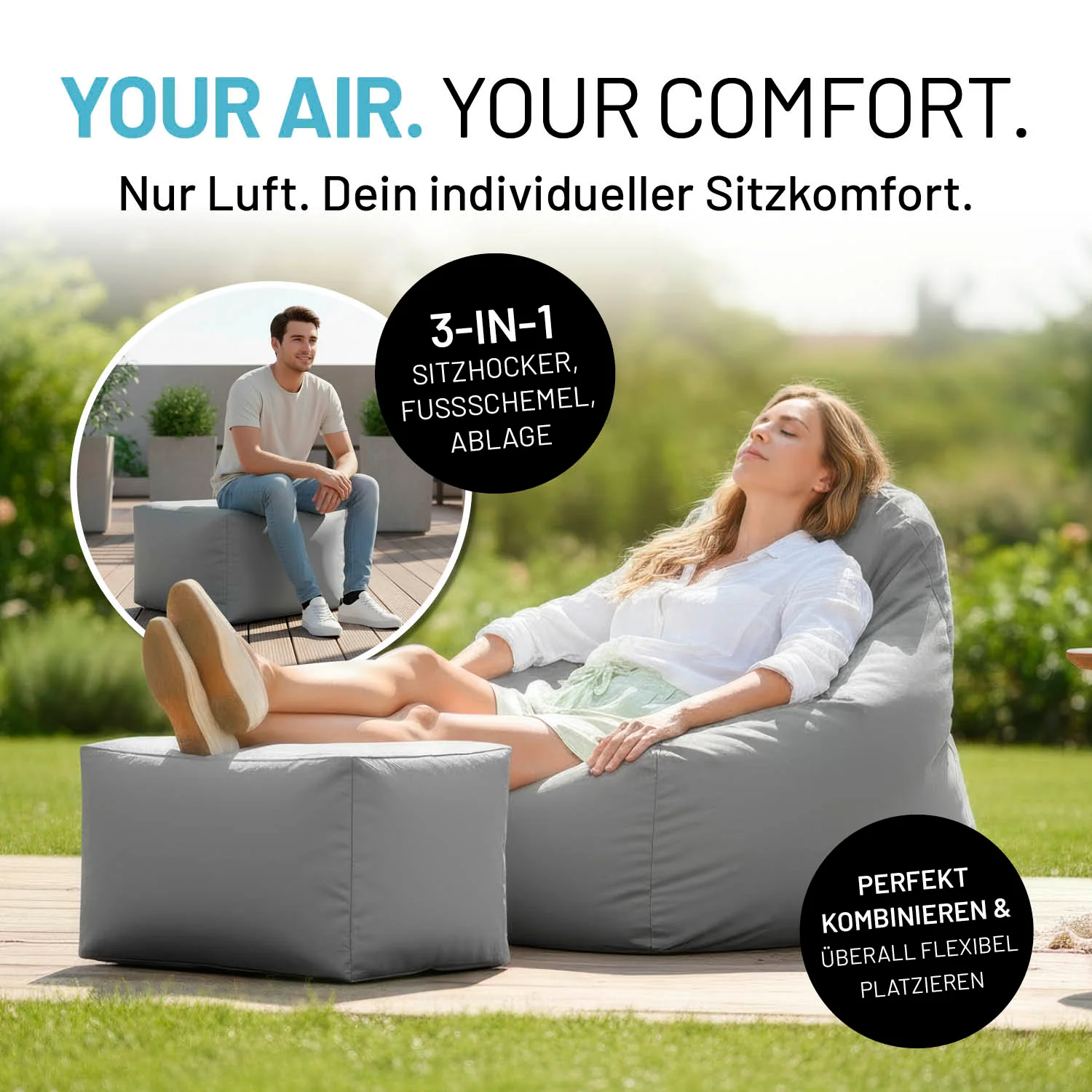 CrozyAir Lufthocker - 60 x 45 x 35 cm - Grau - Image 8
