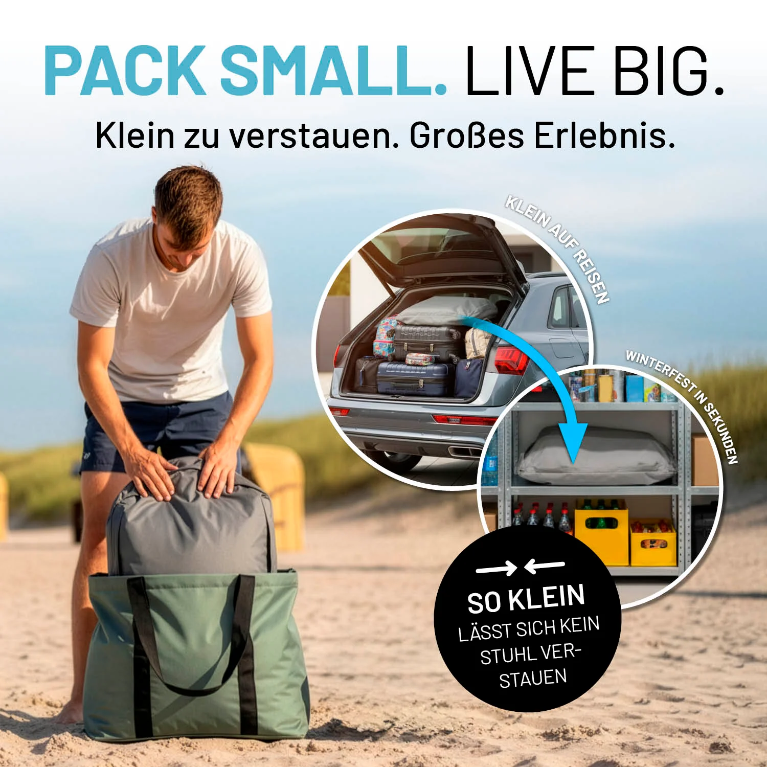 CrozyAir Luftsessel - 87 x 95 x 80/35 cm - Grau - Image 6