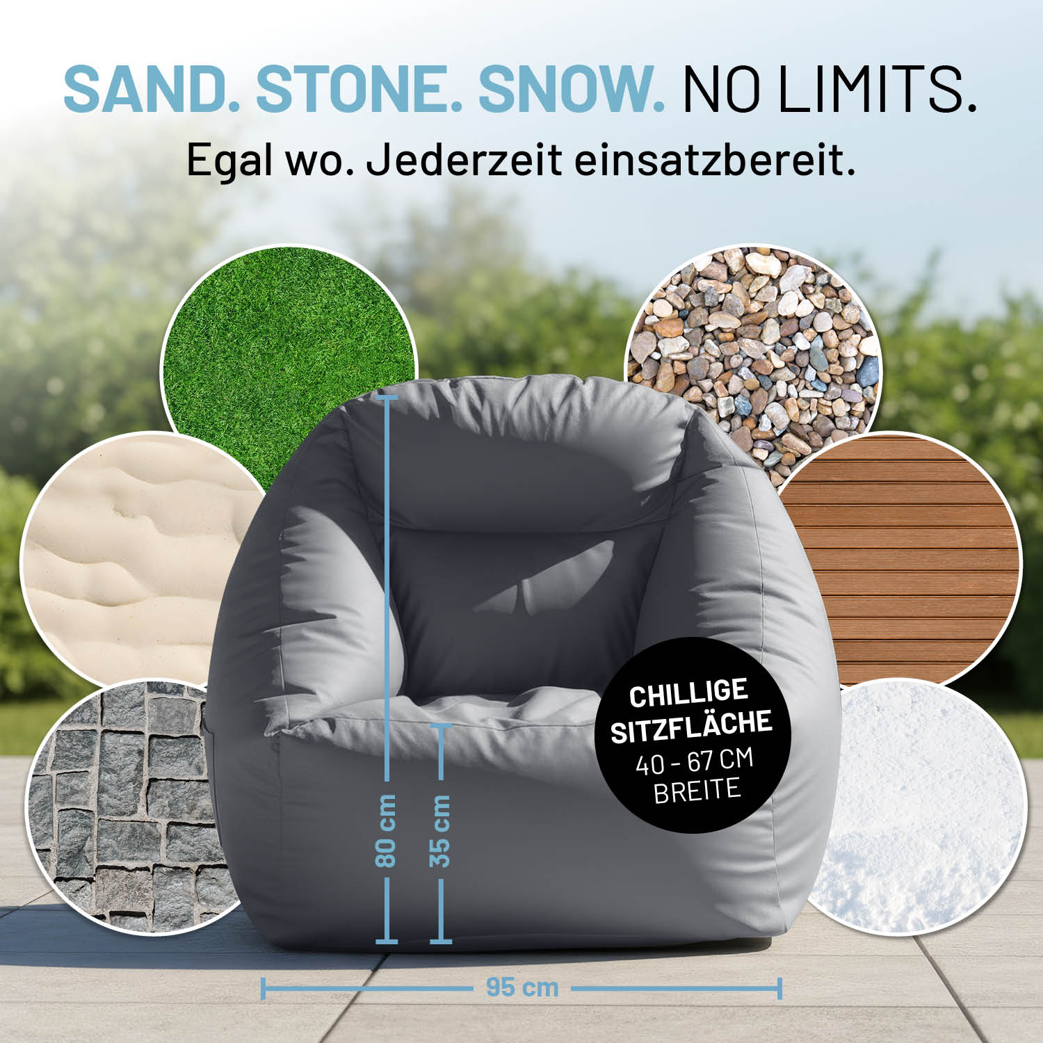 CrozyAir Relax-Set Luftsessel + Lufthocker - Grau - Image 4