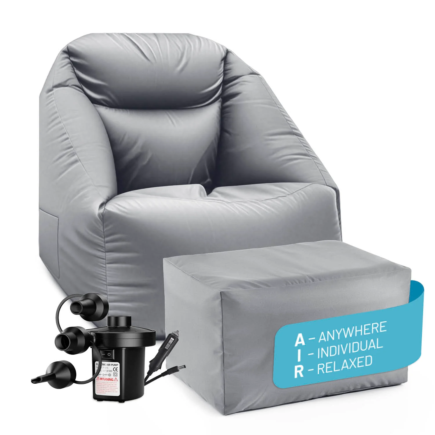 CrozyAir Relax-Set XL Luftsessel + Lufthocker inkl. Luftpumpe 2GO