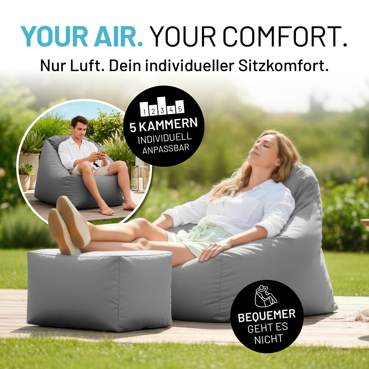 CrozyAir Relax-Set XL Luftsessel + Lufthocker inkl. Luftpumpe 2GO - Image 8