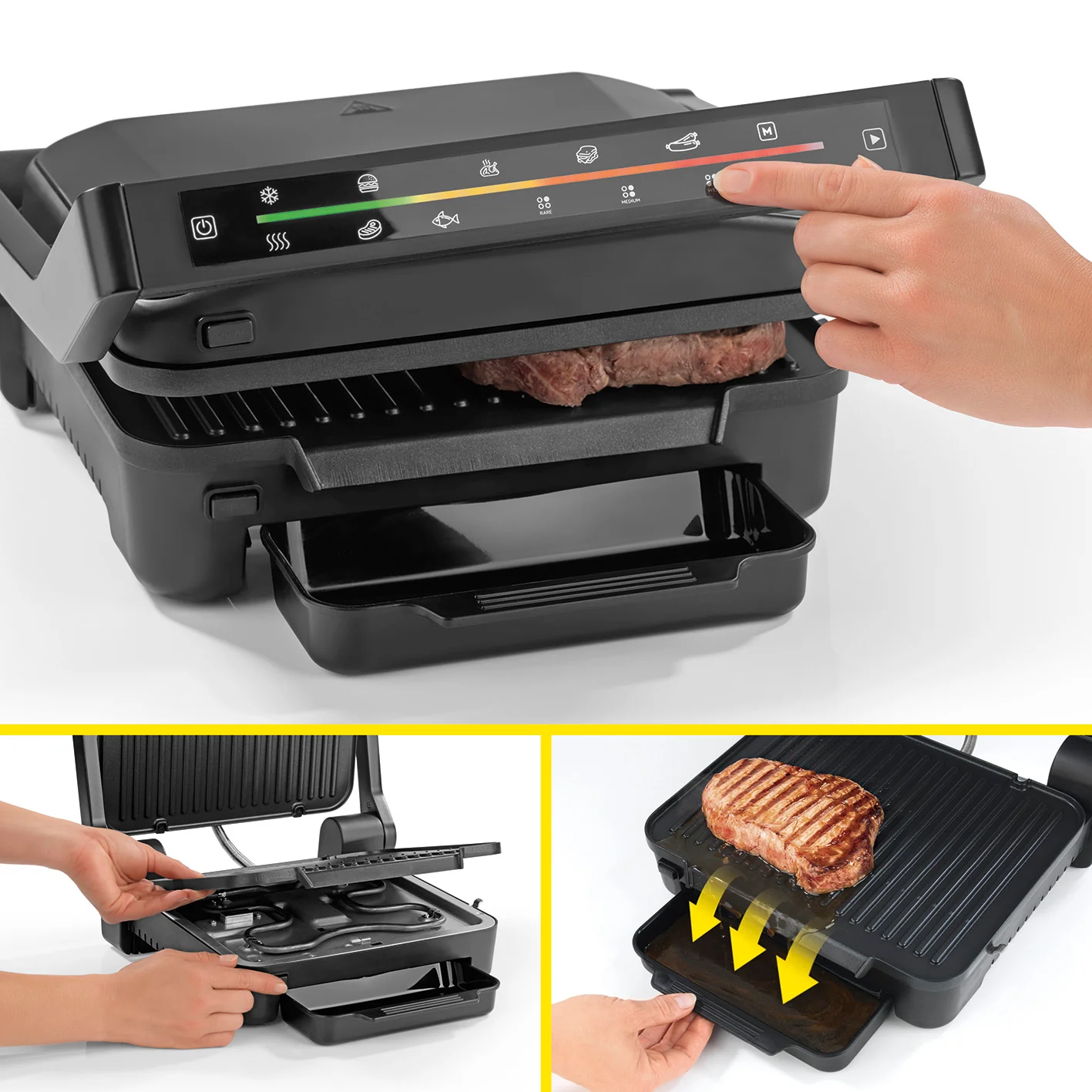 Digital-Kontakt-Grill Midnight Edition -  2000W - Touch-Display mit 6 Grill-Programmen - Image 6