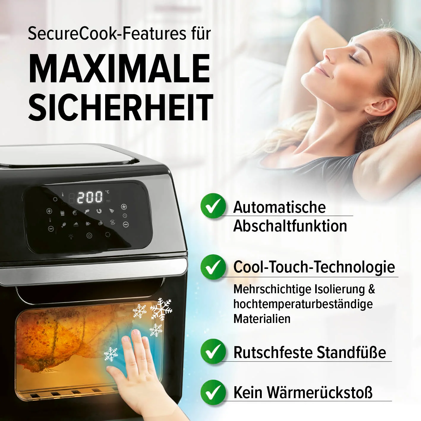 Digitale Heißluftfritteuse - 12 l - Schwarz - Image 10