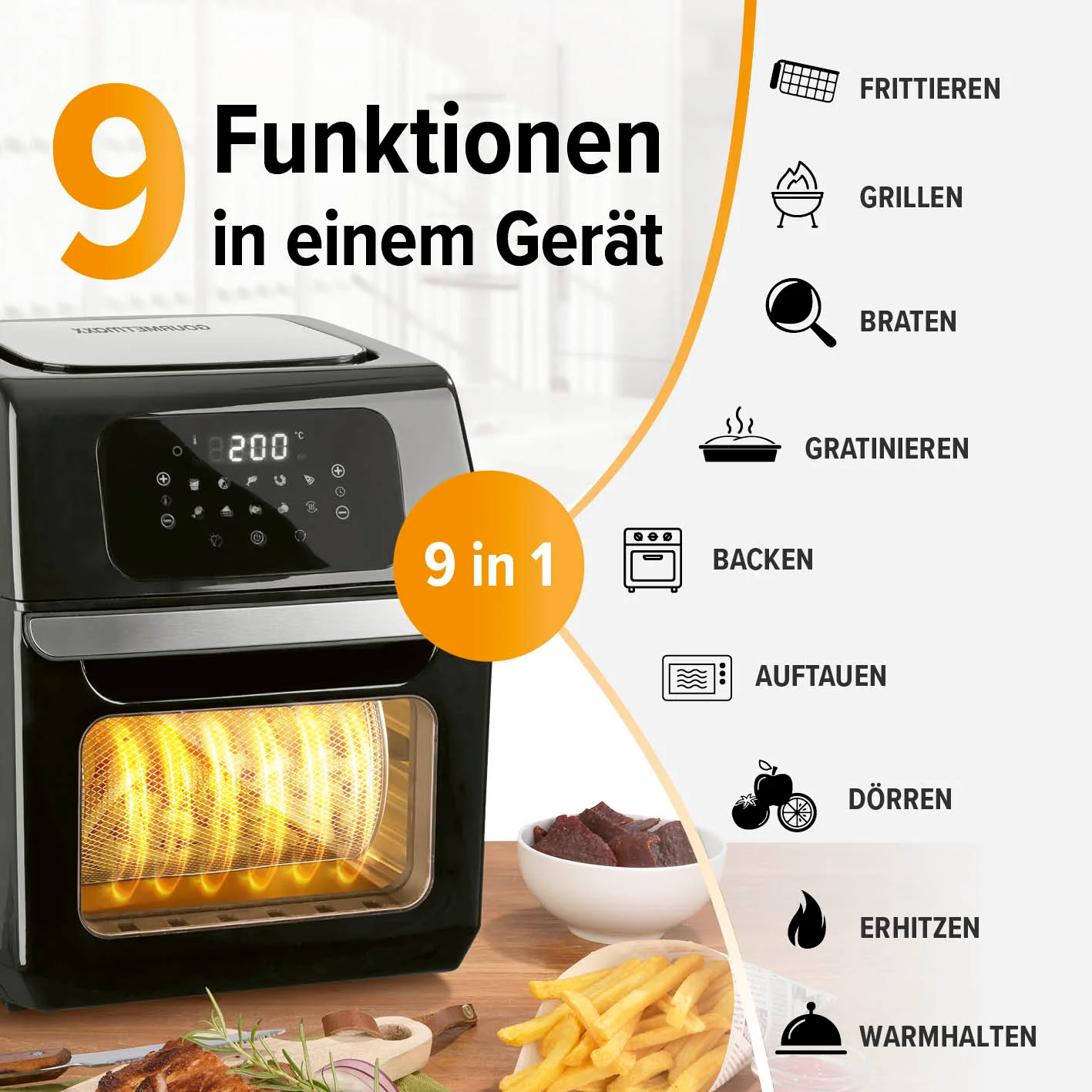 Digitale Heißluftfritteuse - 12 l - Schwarz - Image 11