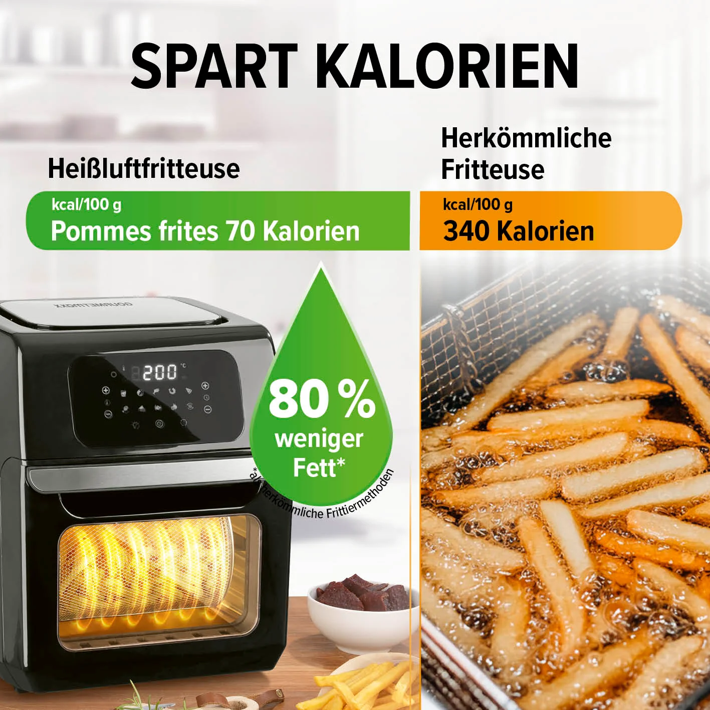 Digitale Heißluftfritteuse - 12 l - Schwarz - Image 3