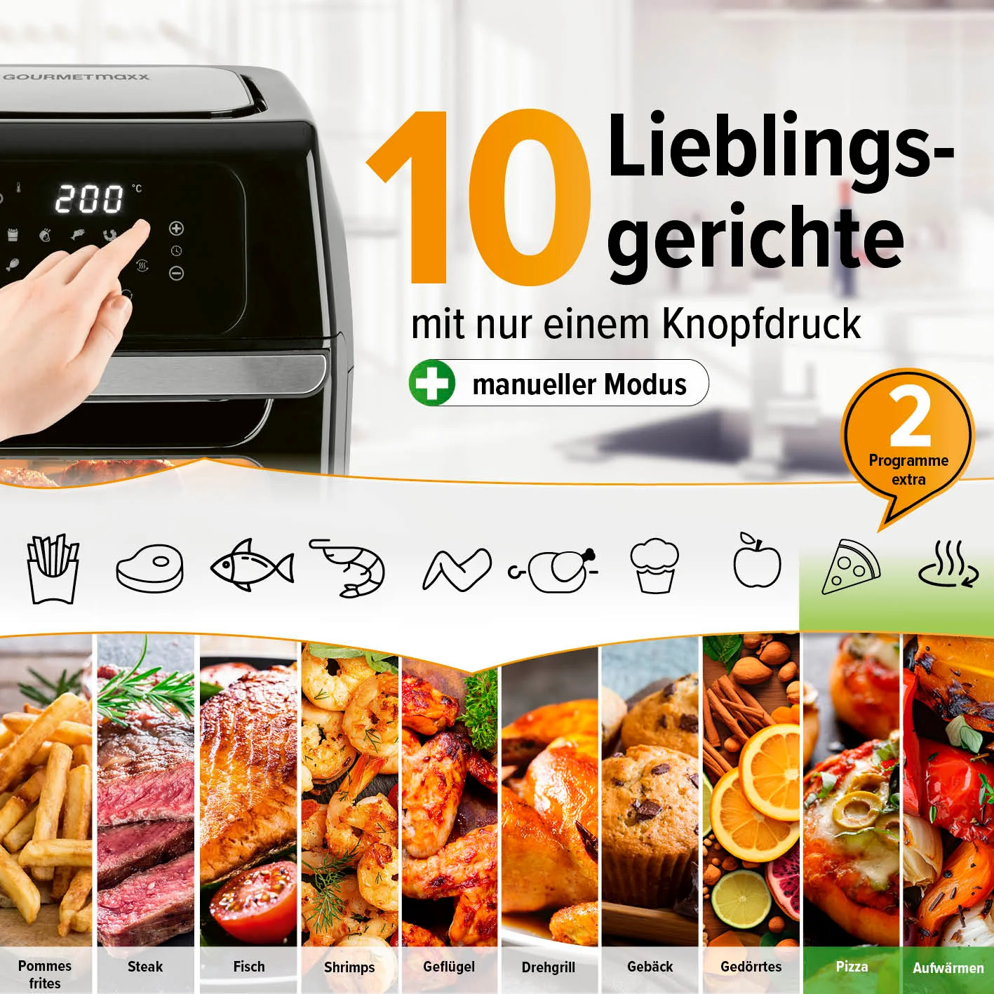 Digitale Heißluftfritteuse - 12 l - Schwarz - Image 5