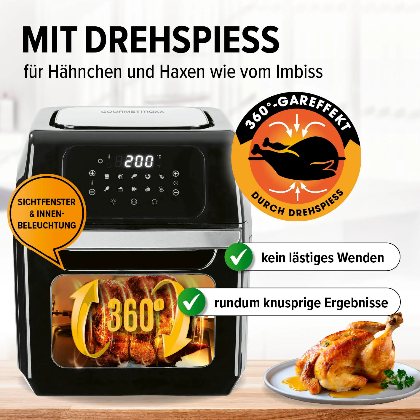 Digitale Heißluftfritteuse - 12 l - Schwarz - Image 7