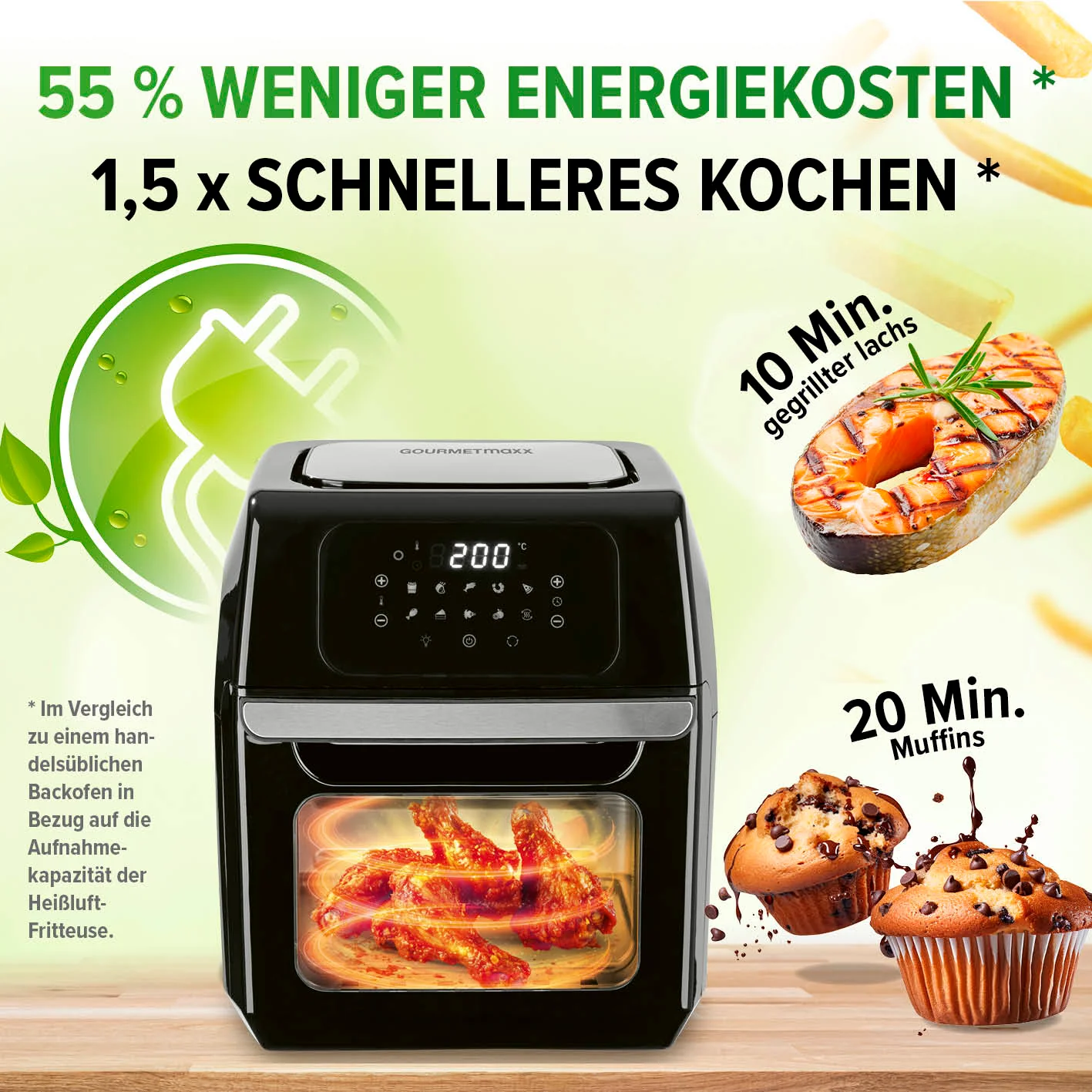 Digitale Heißluftfritteuse - 12 l - Schwarz - Image 8