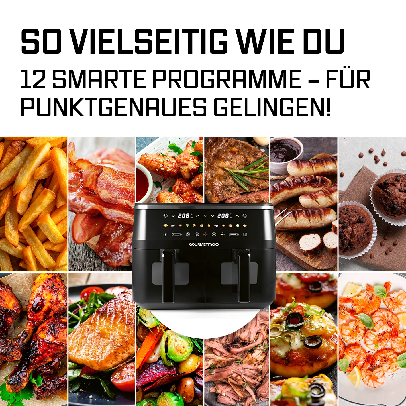 Doppelkammer-Heißluftfritteuse mit Sichtfenstern - 9 Liter (2 x 4,5 l) - Image 9