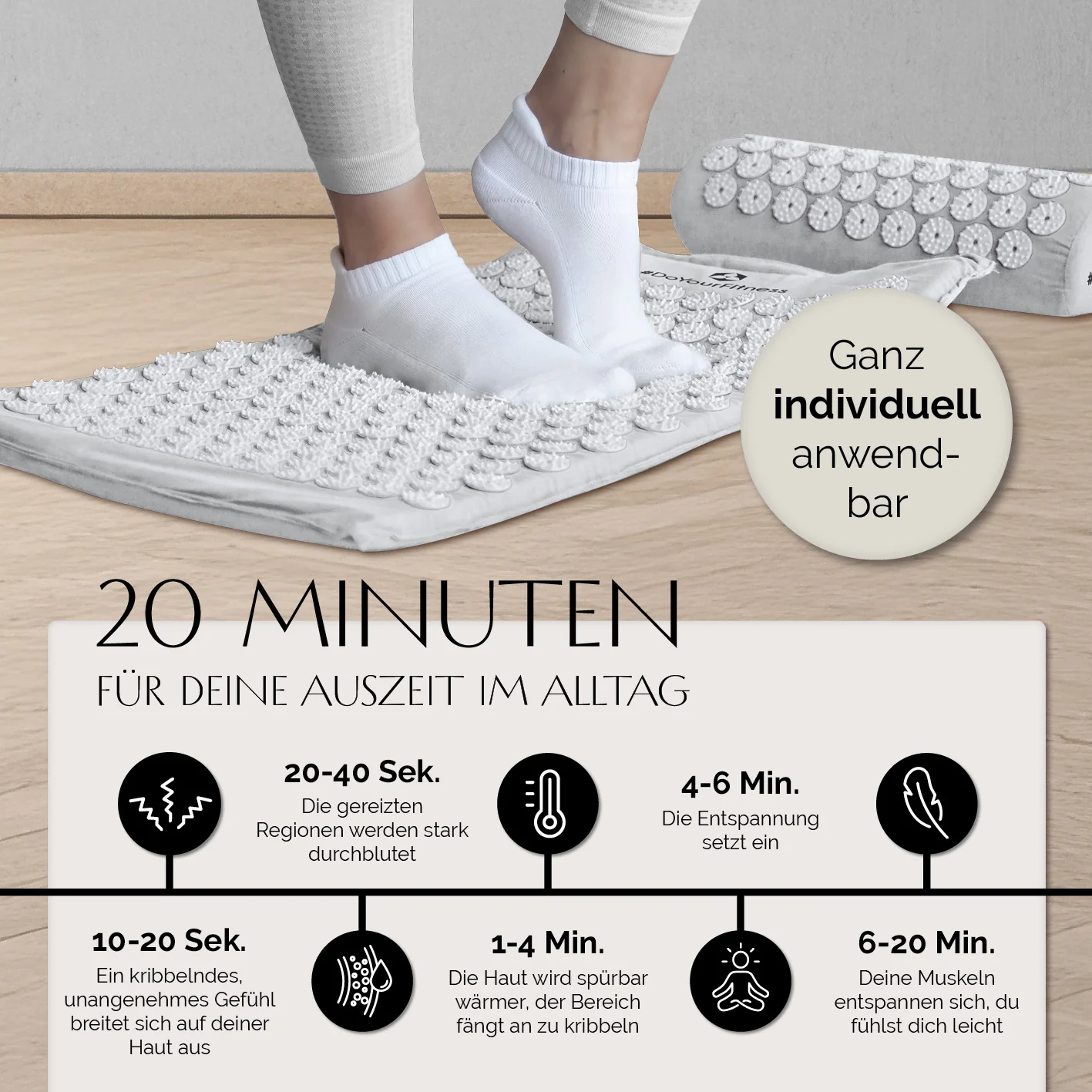 Akupressur-Set Jimuta - 20 x 20 x 42 cm - weiß - Image 5