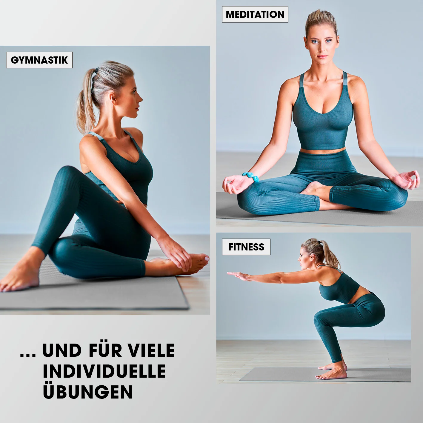 Fitness- und Gymnastikmatte - 190 x 100 x 1 cm - Grau - Image 7