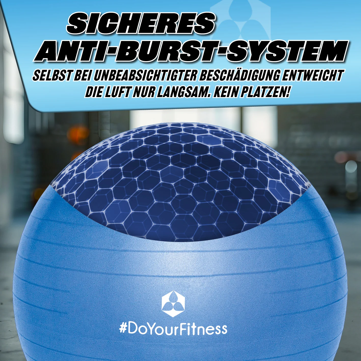 Gymnastikball inkl. Ballpumpe - Fitness Sitzball - Blau - 65 cm - Image 6
