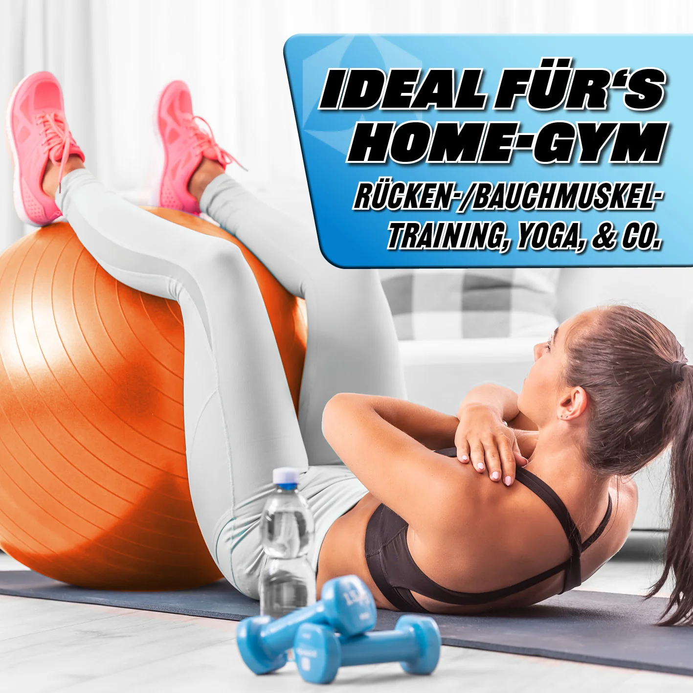 Gymnastikball inkl. Ballpumpe - Fitness Sitzball - Orange - 65 cm - Image 3