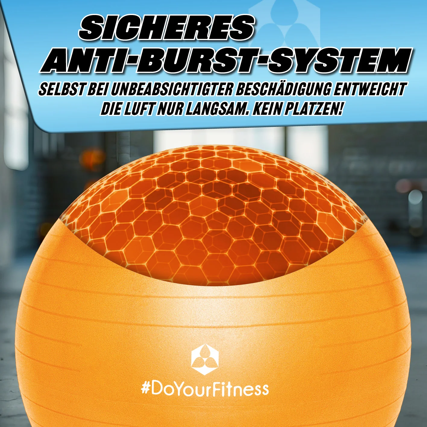 Gymnastikball inkl. Ballpumpe - Fitness Sitzball - Orange - 65 cm - Image 6