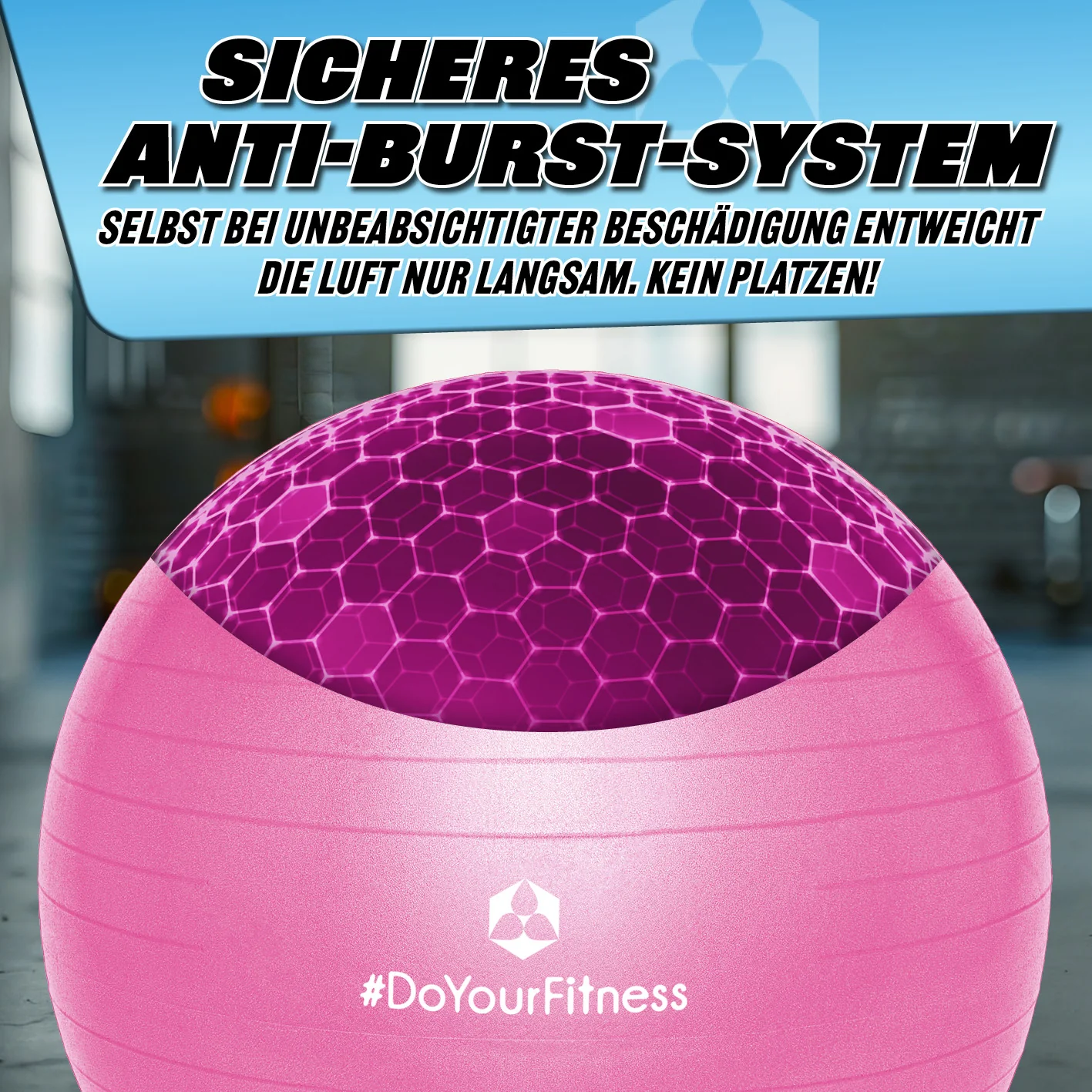 Gymnastikball inkl. Ballpumpe - Fitness Sitzball - Pink - 75 cm - Image 6