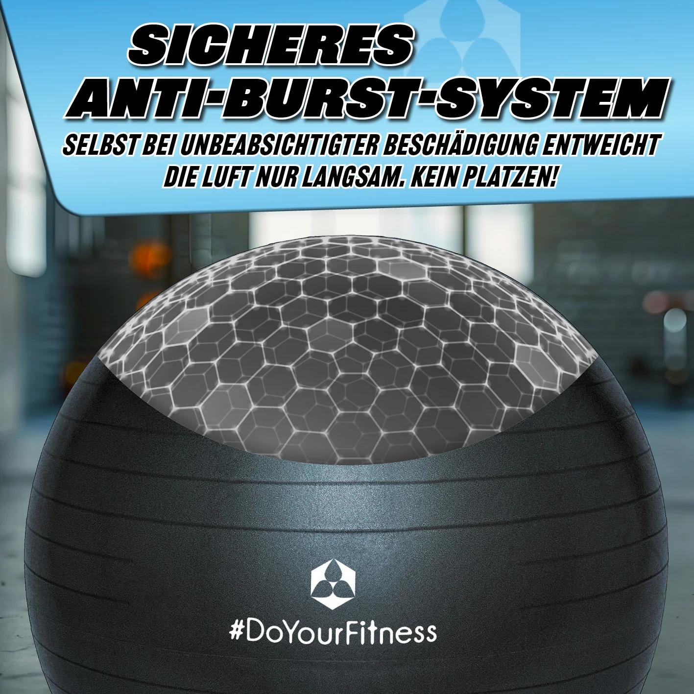 Gymnastikball inkl. Ballpumpe - Fitness Sitzball - Schwarz - 55 cm - Image 6