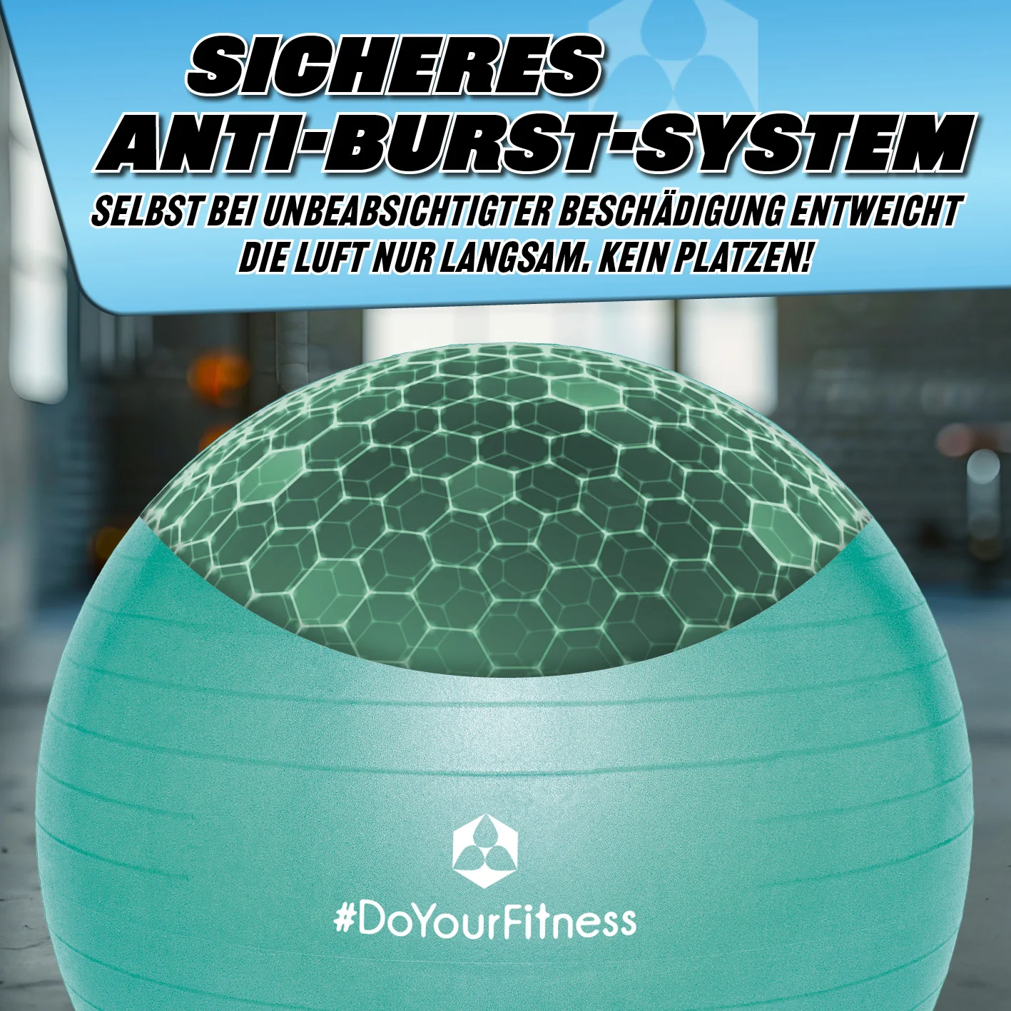 Gymnastikball inkl. Ballpumpe - Fitness Sitzball - Türkis - 85 cm - Image 6