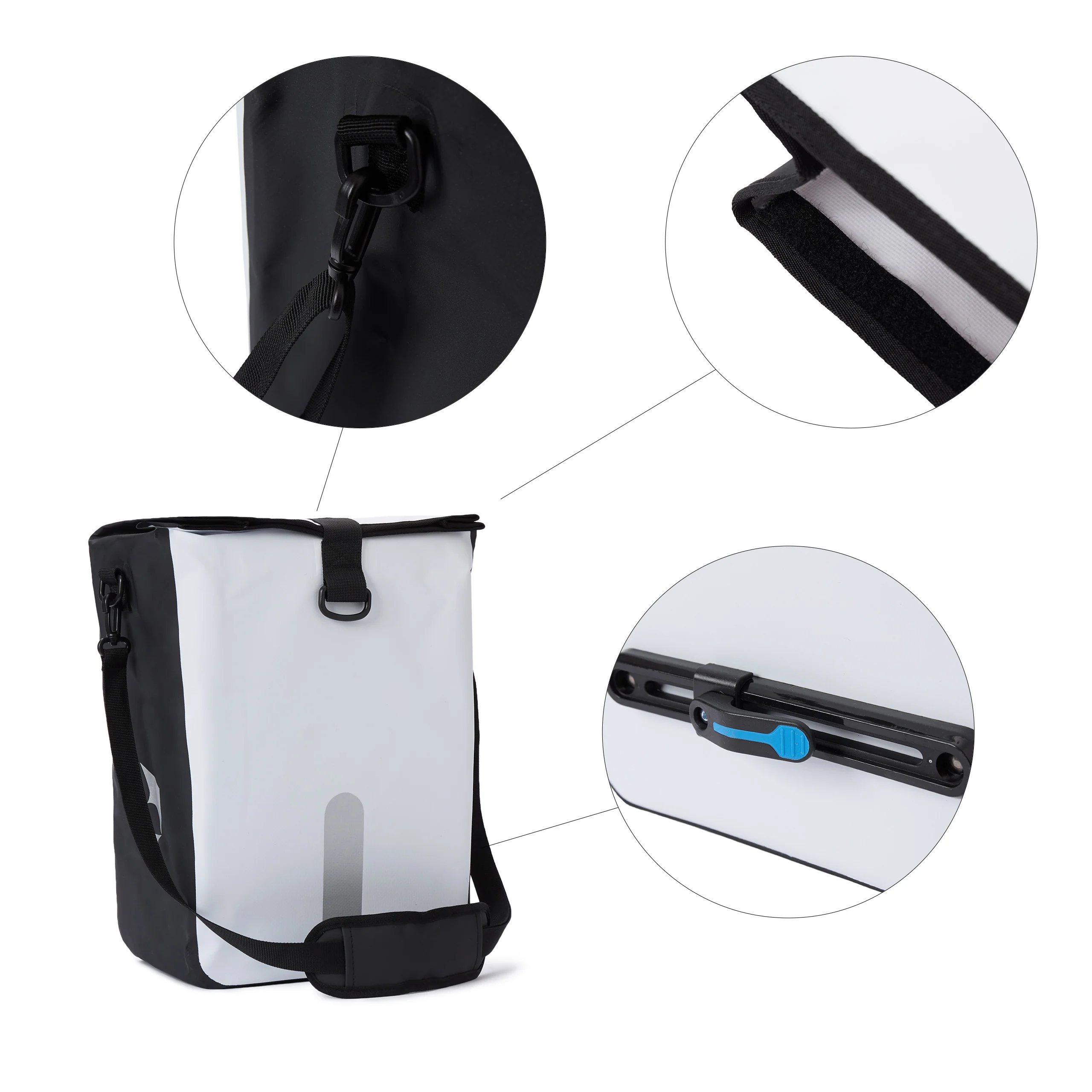 Wasserdichte Fahrradtasche Roll-Top - 21 L - Weiß - Image 3