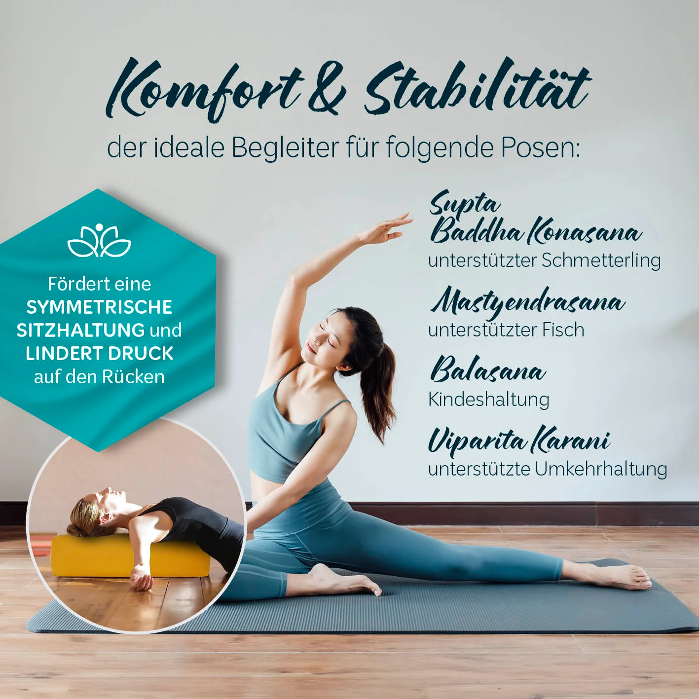 Yoga-Bolster Paravati - gefüllt mit Bio-Dinkelspelz - 67 x 22 x 13 cm - Indischgelb - Image 4