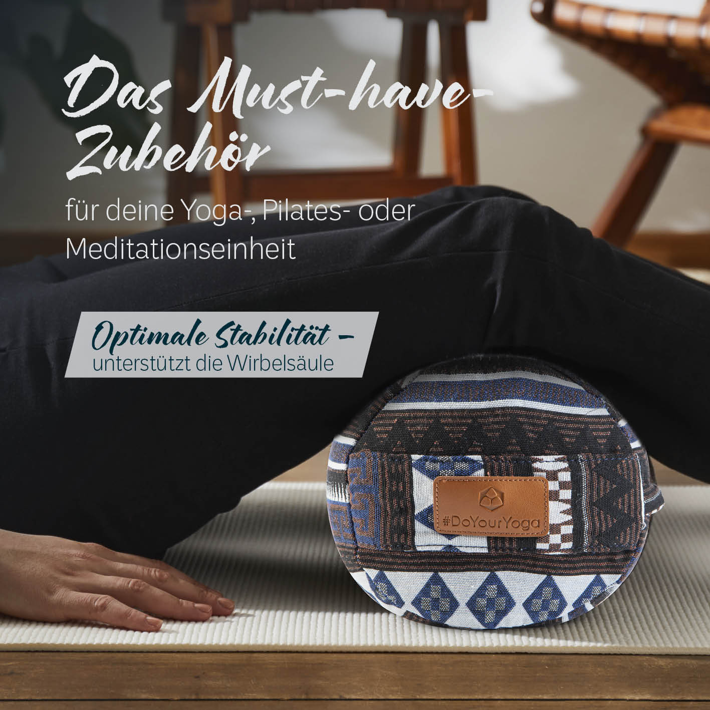 Yoga-Bolster Tarik - gefüllt mit Bio-Dinkelspelz - 68 x 22 x 22 cm - Style 11 - Image 3