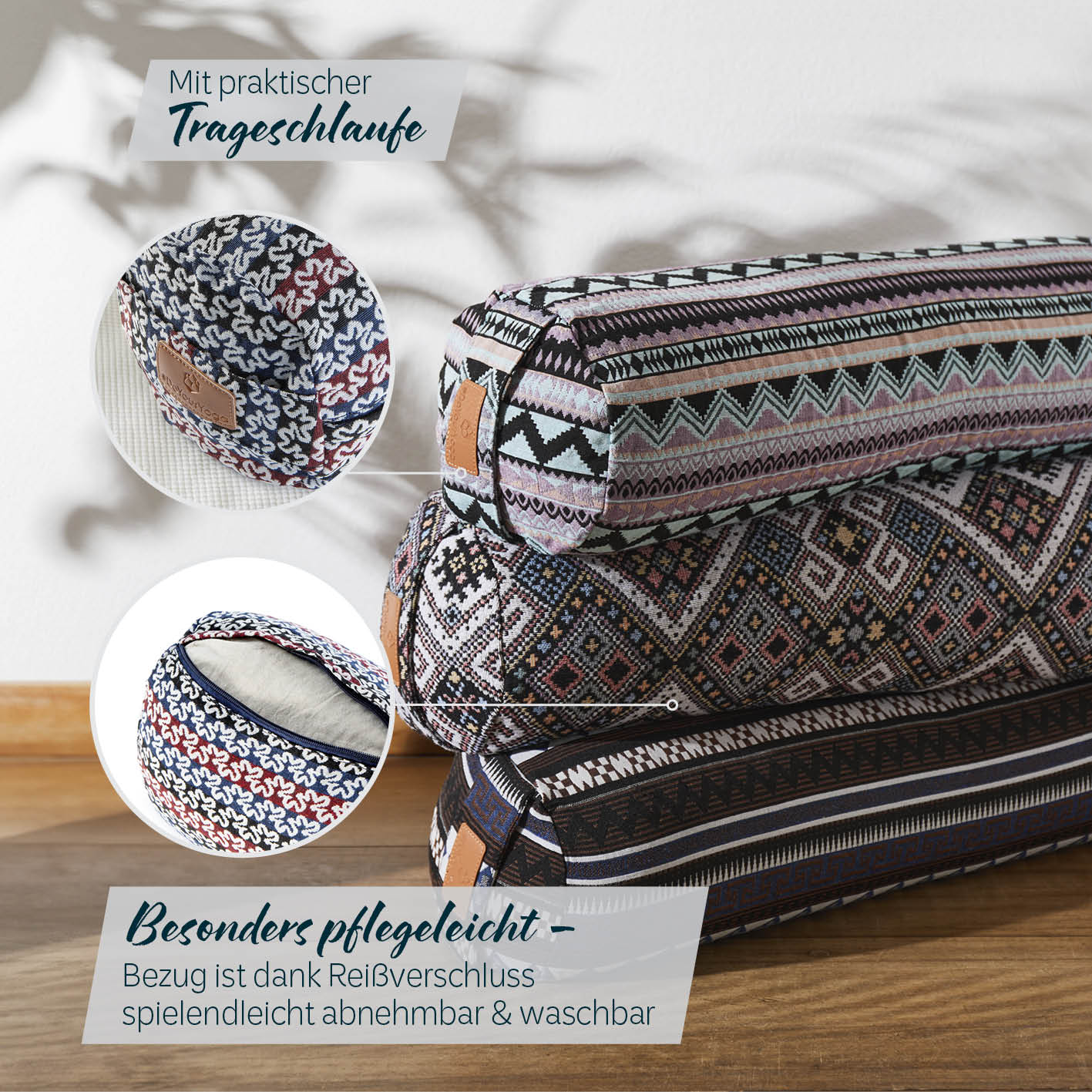 Yoga-Bolster Tarik - gefüllt mit Bio-Dinkelspelz - 68 x 22 x 22 cm - Style 17 - Image 6