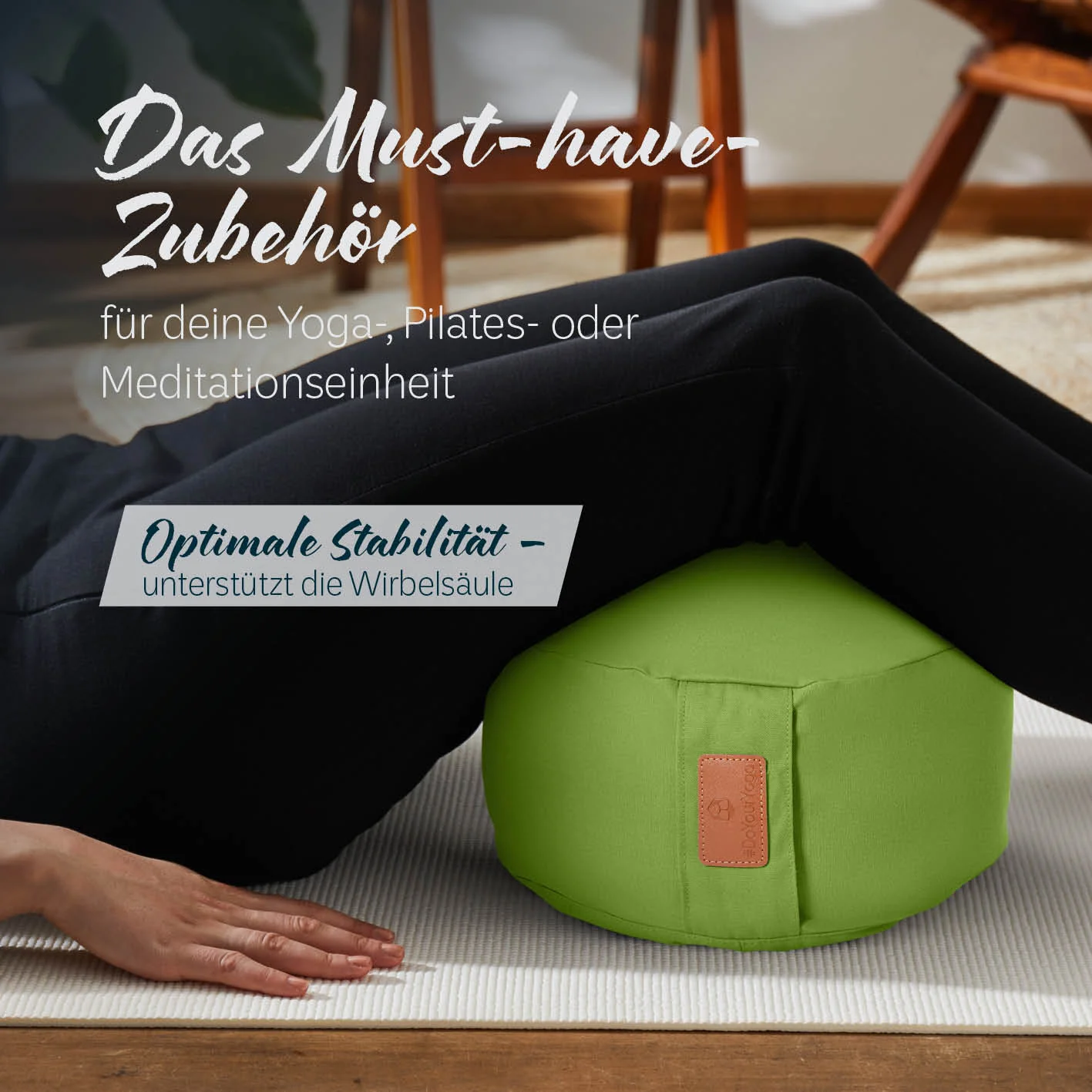 Yoga-Kissen Vishnu - gefüllt mit Bio-Buchweizenschalen - Rund 30 x 30 x 15 cm - Hellgrün - Image 3