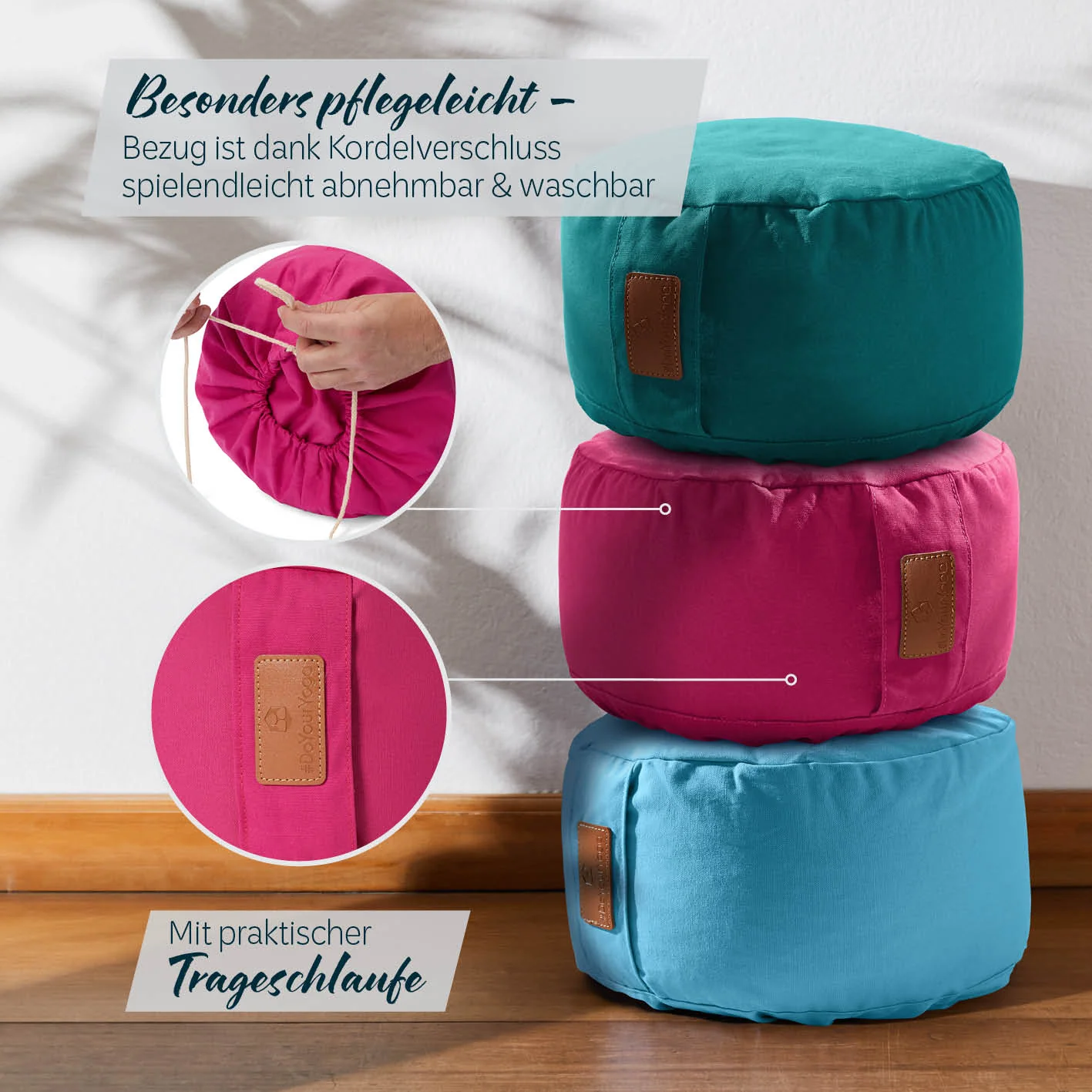 Yoga-Kissen Vishnu - gefüllt mit Bio-Dinkelspelz - Rund 30 x 30 x 15 cm - Pink - Image 6
