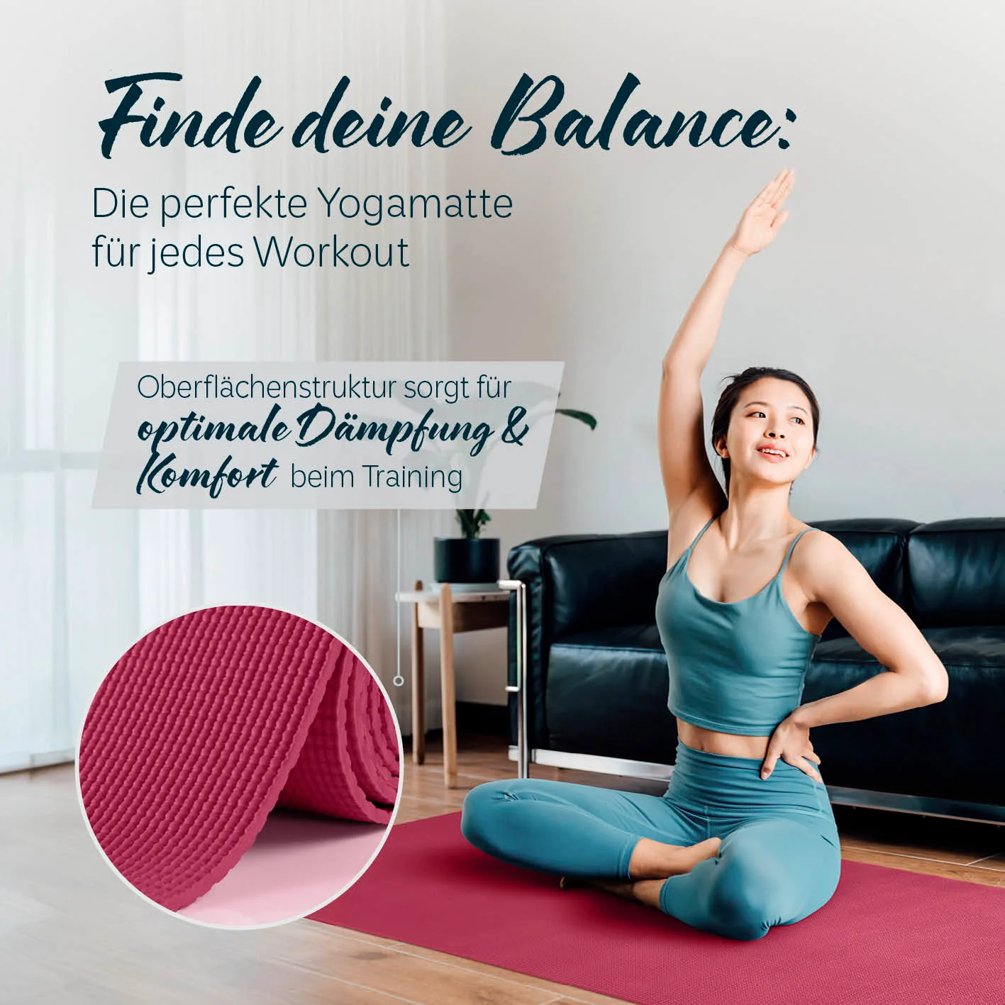 Yogamatte Kirana - 183 x 61 x 0,4 cm - Aubergine - Image 2