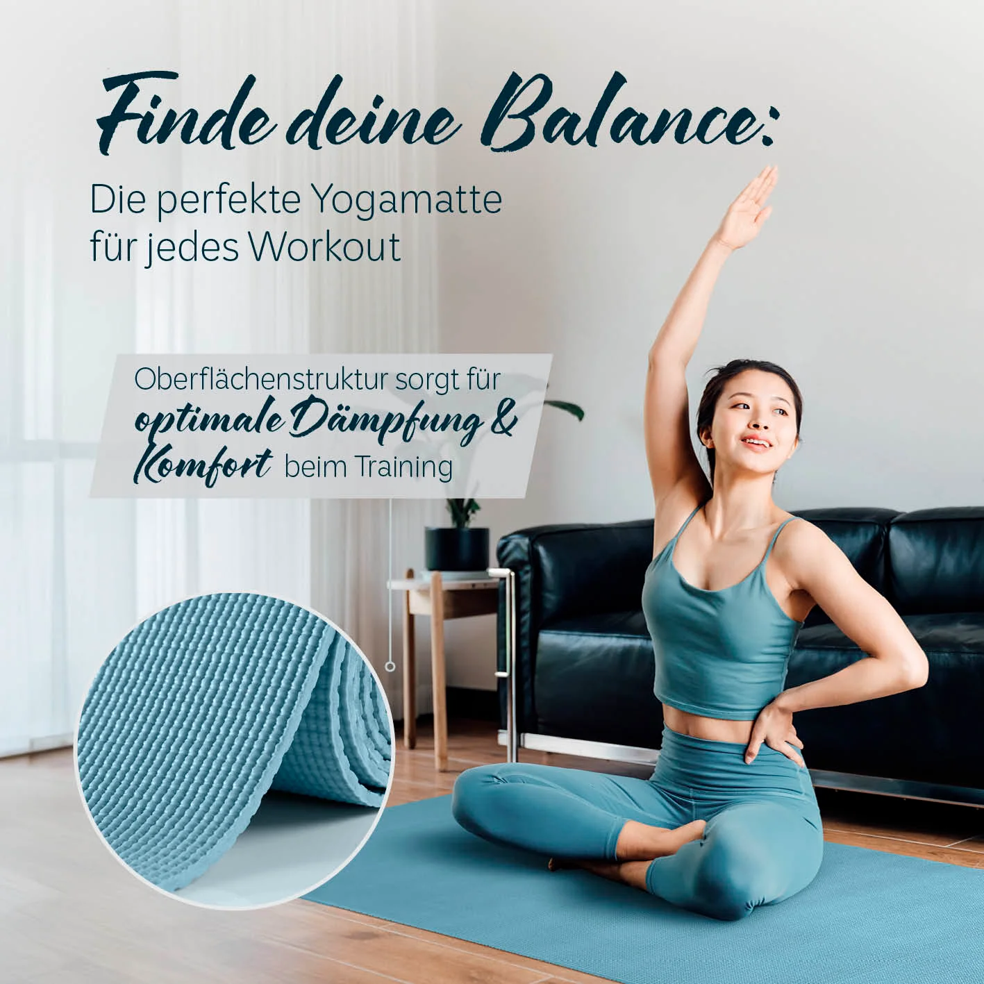 Yogamatte Kirana - 183 x 61 x 0,4 cm - Kiesel - Image 2