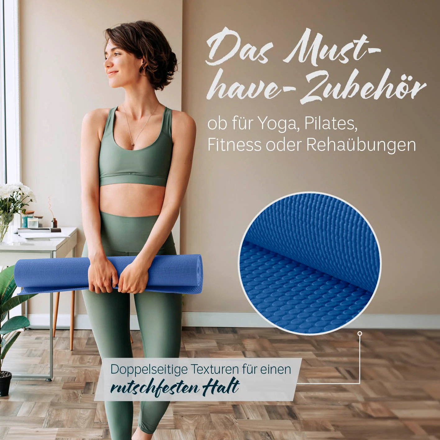 Yogamatte Kirana - 183 x 61 x 0,4 cm - Navyblau - Image 3
